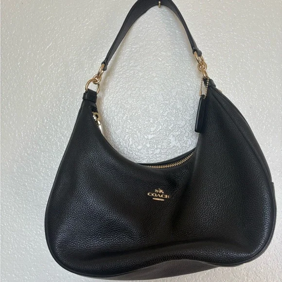 Coach Black Pebbled Leather Hobo Bag - Picture 1 of 7